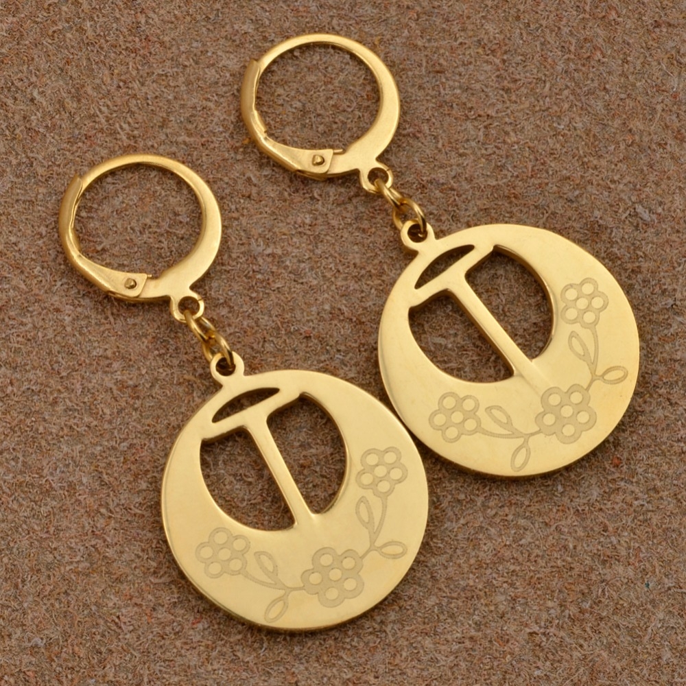 Fashion 316 stainless steel letter earring,18k gold plated initial earring 