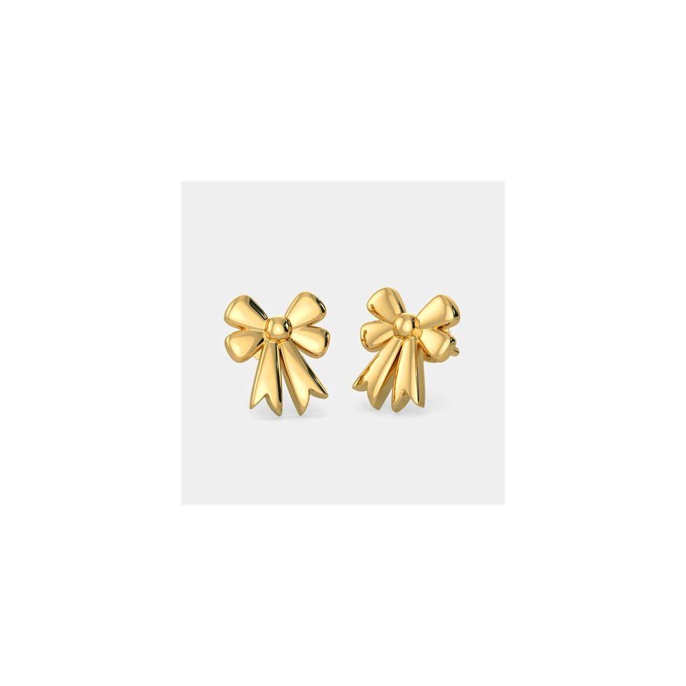 Delicate 925 silver bow stud earrings, minimalist 18K gold bow earrings