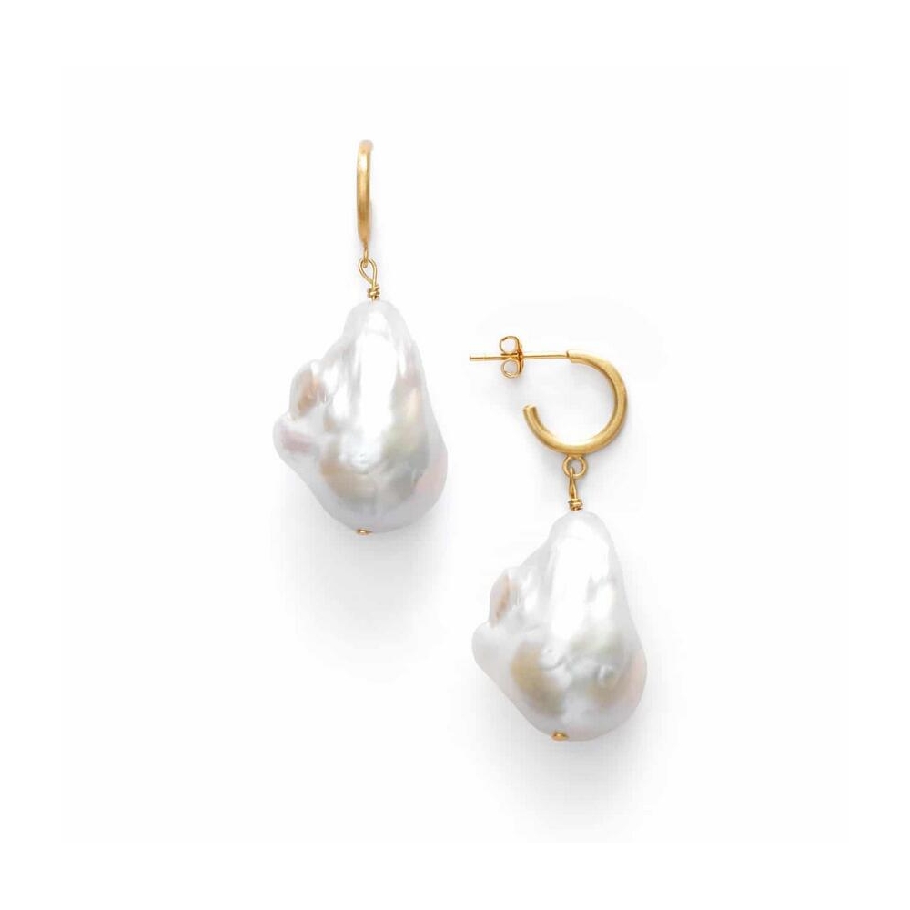 925 silver 14k gold Baroque pearl earrings, delicate natural pearl earrings for women