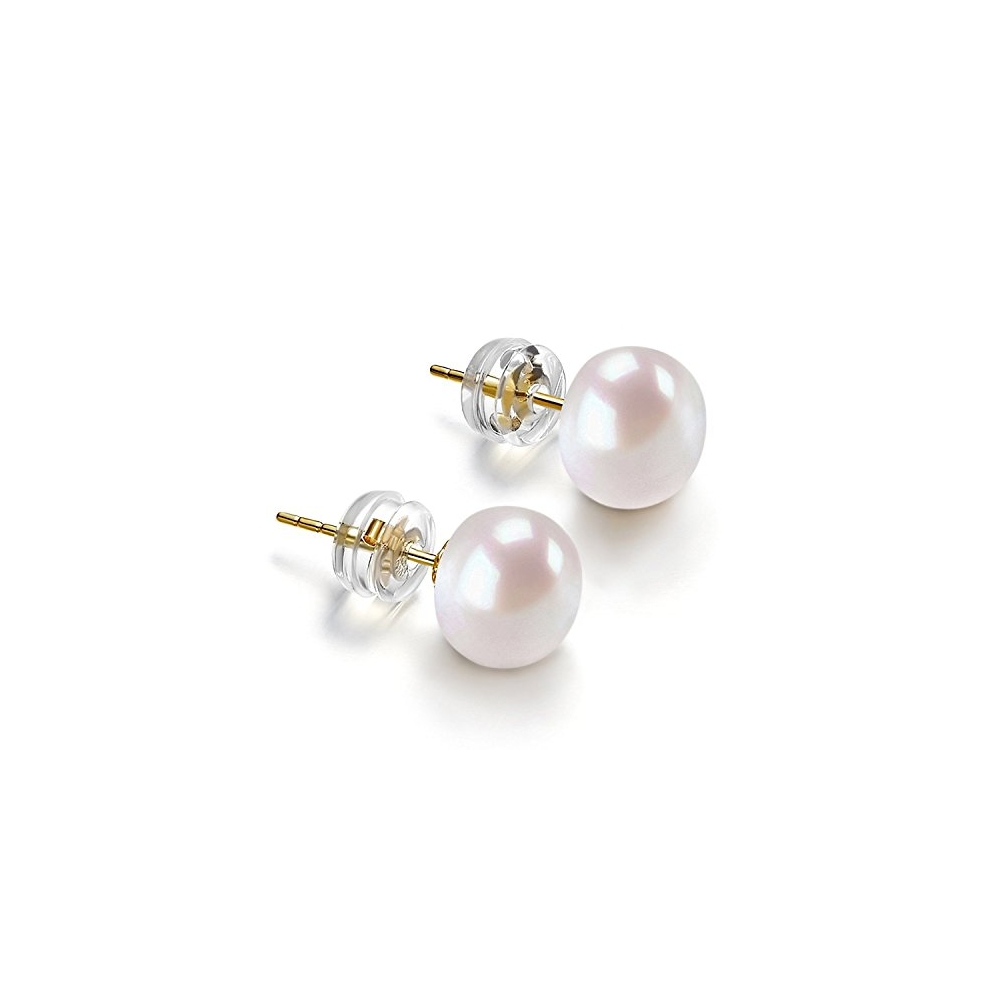 Simple bread bead earrings, natural freshwater pearl 925 silver earrings