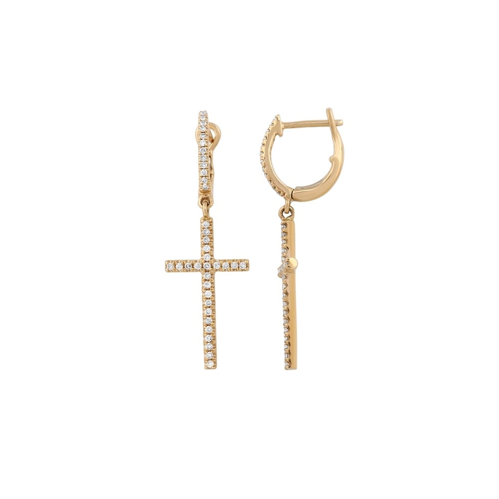 18K gold-plated cross earrings Large cross earrings studded with zircon
