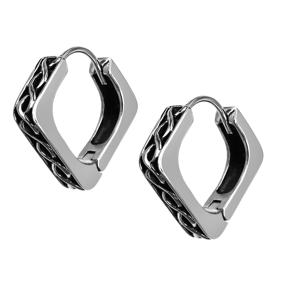 Titanium square Huggies earrings, hip hop style men‘s earrings