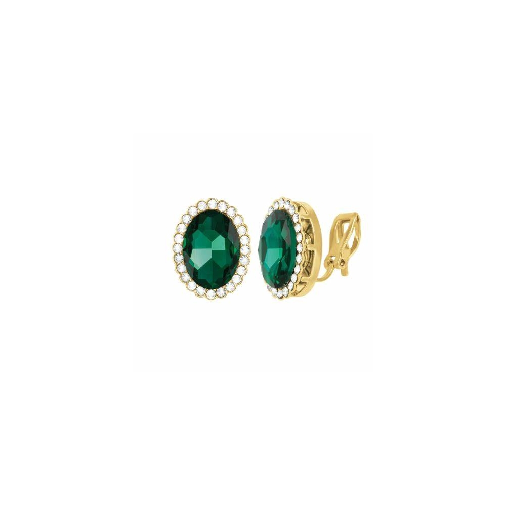 Vintage emerald clip earrings, antique emerald zircon earrings