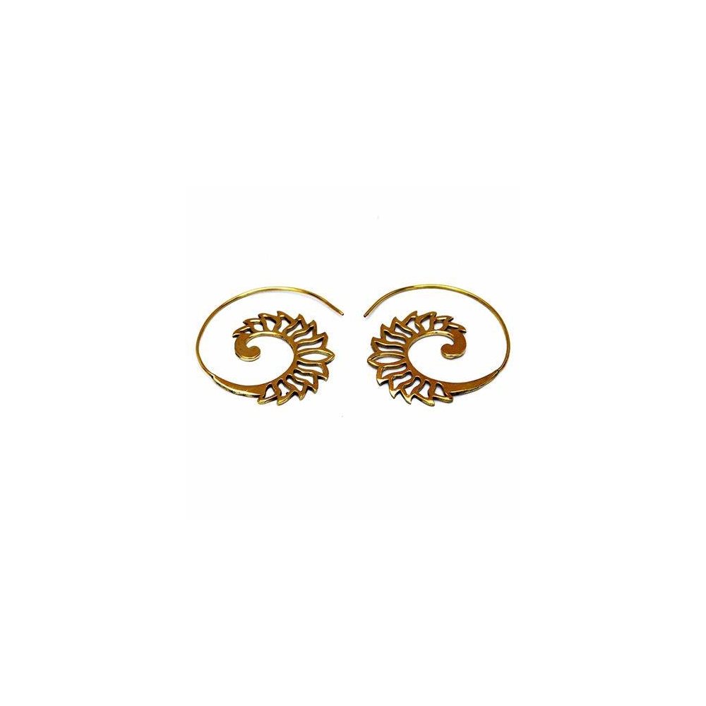 Tribal hook earrings in vintage colors, hollowed-out bronze earrings