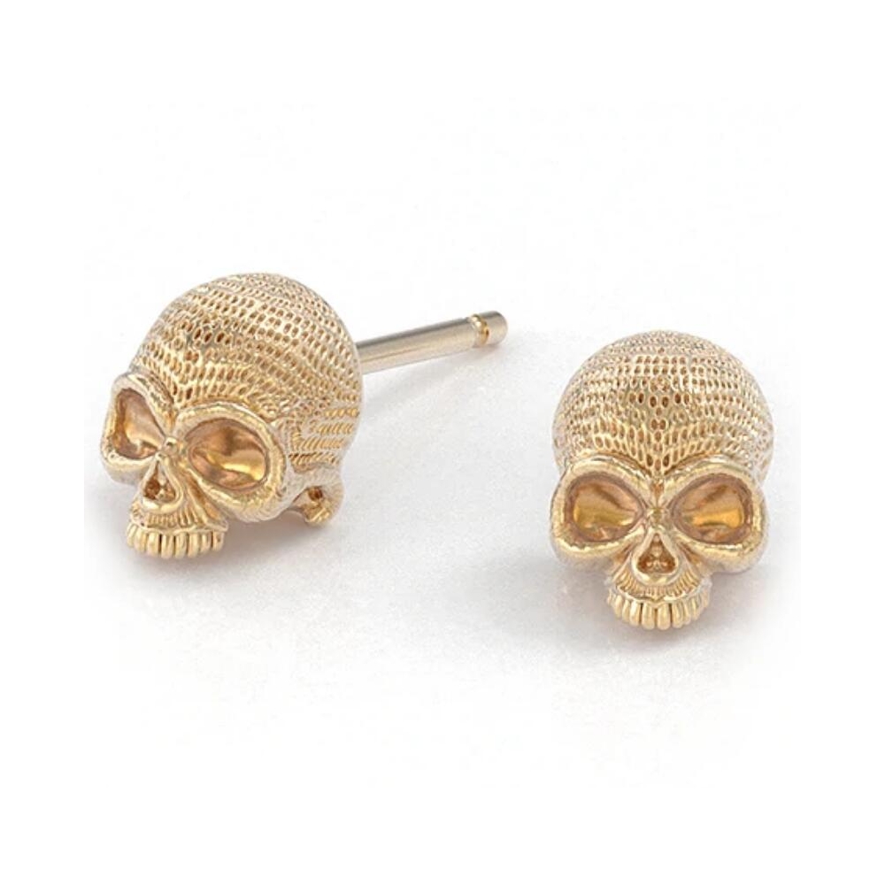 Luxury skull stud earrings, 14K gold plated skull stud studded with zircon