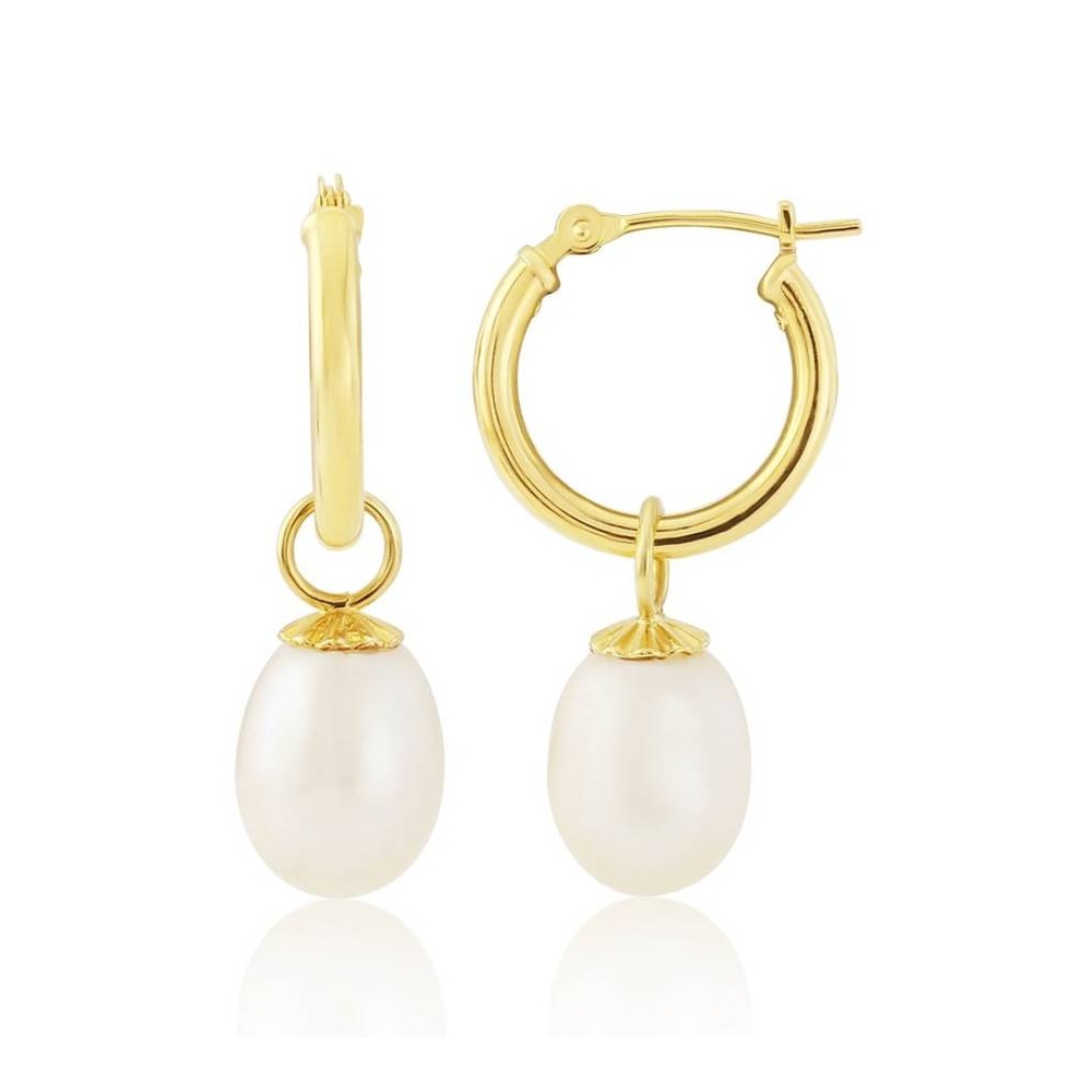 Stylish pearl hoop earring, 925 silver Baroque pearl earrings
