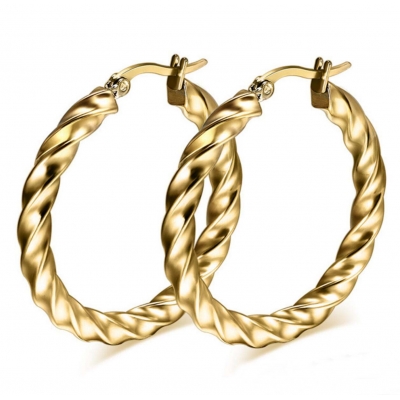 fashion rope earring，18k gold palted big hoop earring