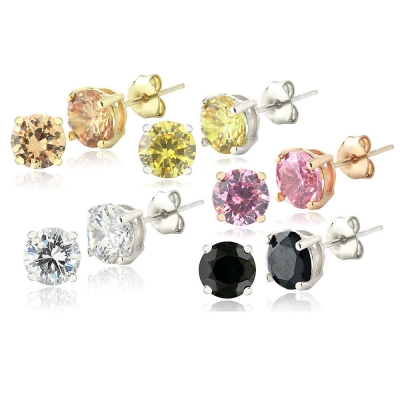 Stylish cubic zircon earrings, simple hip hop style earrings for unisex