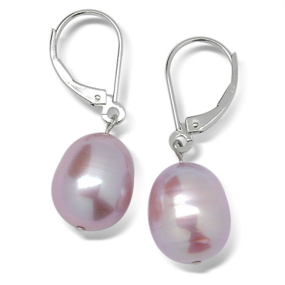 925 sterling Silver freshwater pearl earrings, natural purple pearl earrings