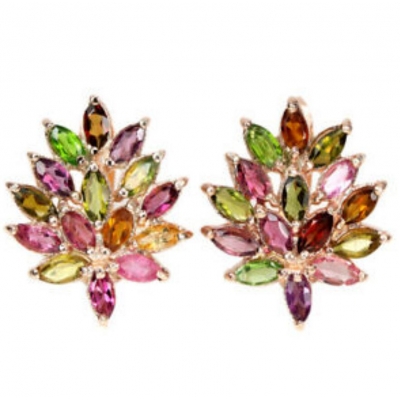 Rhinestone leaf earrings, vintage rhinestones stud earring for women