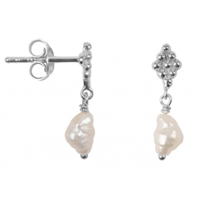 Natural fresh water Pearl Baroque 925 sterling silver earring for women