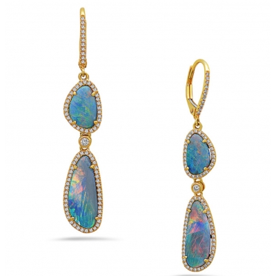 Natural gemstone earrings opal Pendant earrings 925 silver for women