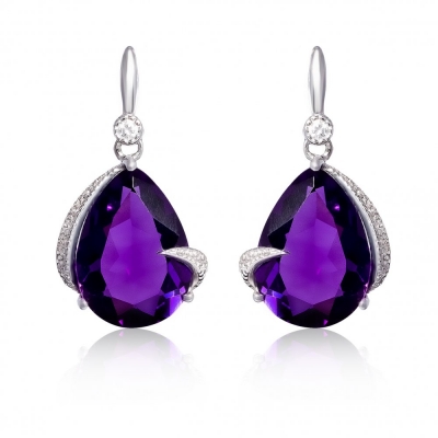 High quality amethyst earrings, natural Amethyst pendant earrings Energy jewelry