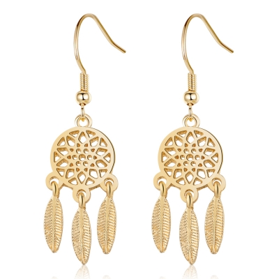 Stylish jewelry earrings, dreamcatcher drop earrings plated in rose gold