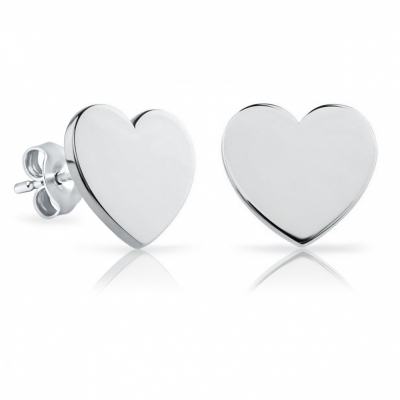 Minimalist 925 silver heart stud earrings, allergy resistant earrings