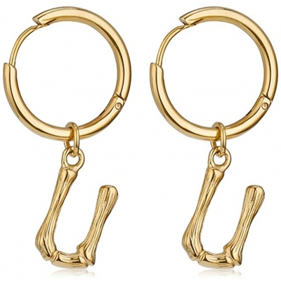 Custom fashion  bamboo letter earrings, personalized letter drop earrings