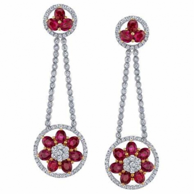 Custom ruby earrings ,drop earring natural gem stone ruby for women 