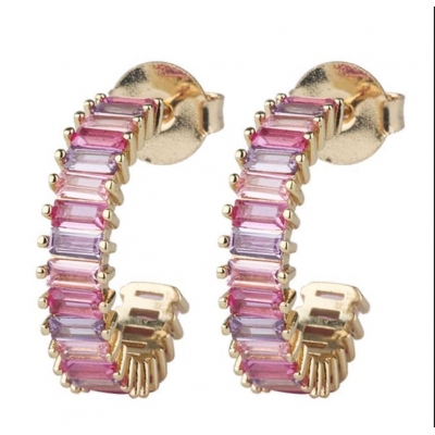 custom earring manufacturers Pink square zircon earrings for women