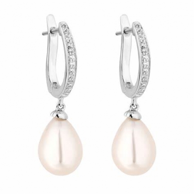 Fashion drop earrings, natural freshwater Pearl drop earrings 925 silver