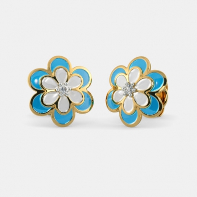 Custom children‘s earrings floral enamel studs for kids