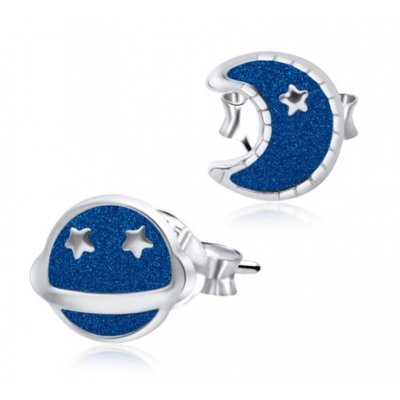 Lovely cute enamel earrings, 925 silver moon enamel stud earring for kids