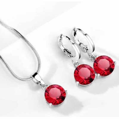 Rhinestone rhinEarring and Necklace Set Sterling Silver Crystal Jewelry Fashion Earring Set