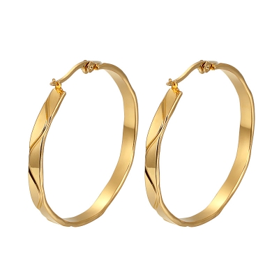 Women Jewelry Fashion Big Earrings Custom Gold Plated Stainless Steel Hoop Earring