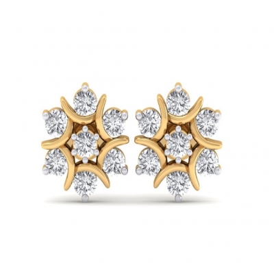 Fashion Sterling Silver Stud Earrings Gold Plated Cubic Zirconia Jewelry Earrings