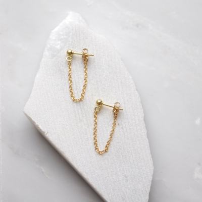 Anti-allergy 925 Silver Chain studs, hip hop style chain earrings for unisex
