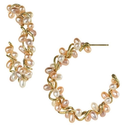 Delicate small pearl earrings, natural color Baroque small pearl hoop earrings.