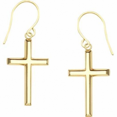 Fashion Gold Plated Jewellery cross earring  316 Stainless Steel hook cross earring 18K Gold