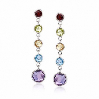 925 Silver rhodium Plated Colorful colorful zircon Earrings