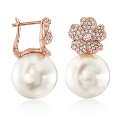 Delicate Shell Pearl Earrings, 925 Silver Flower Pearl Earrings