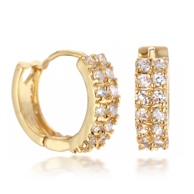 Sparkling crystal Huggies earrings,  earrings studded with zircon