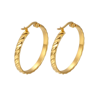 18K gold 316 Stainless steel hoop earrings, large size fashionable hoop earrings for women