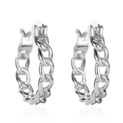 fashion cuban chain shape women clip on earring，stainless steel chain for women 