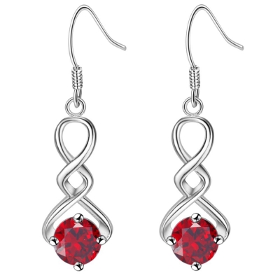 925 sterling silver Cubic Zircon earring Jewelry heart drop ruby earring 