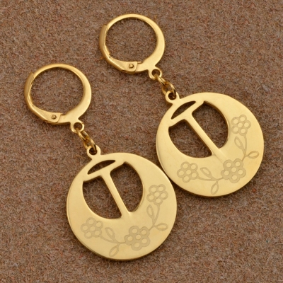 Fashion 316 stainless steel letter earring,18k gold plated initial earring 