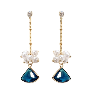 crystal earring sand jewelry, natural crystal pendant long chain earrings