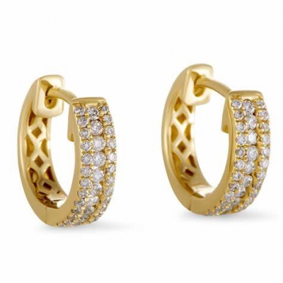 fashion gold hoop earrings 14k gold Huggies earrings hollow engraved