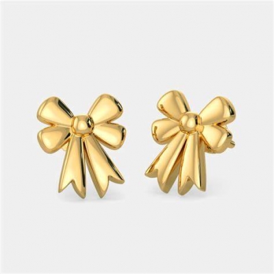 Delicate 925 silver bow stud earrings, minimalist 18K gold bow earrings