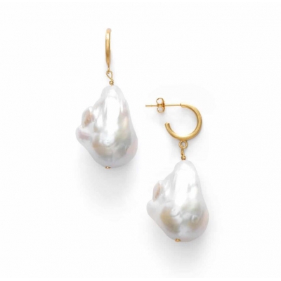 925 silver 14k gold Baroque pearl earrings, delicate natural pearl earrings for women