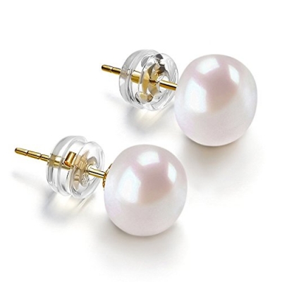 Simple bread bead earrings, natural freshwater pearl 925 silver earrings