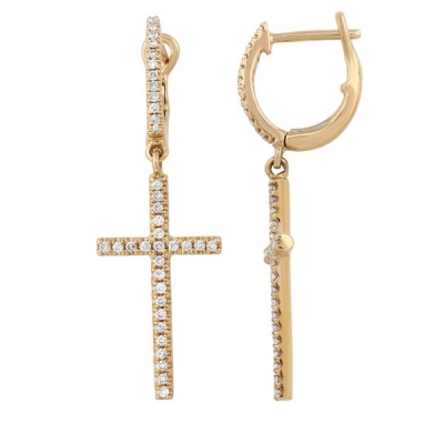 18K gold-plated cross earrings Large cross earrings studded with zircon