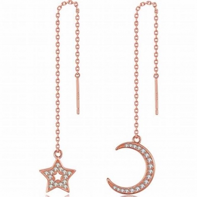 Moon Star Earrings, delicate women‘s jewelry earrings 925 silver