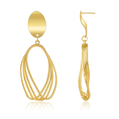 Fashion  gold-plated earrings for women, 14K earrings with geometric lines