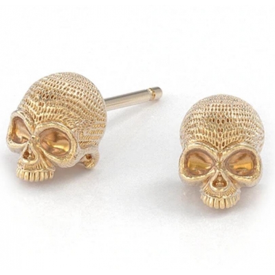 Luxury skull stud earrings, 14K gold plated skull stud studded with zircon