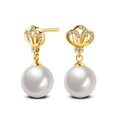Delicate shell pearl earrings, 10MM white pearl earrings