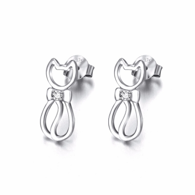 925 silver cute children‘s earrings, cute cat children earring