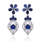 Vintage big drop earrings, deep blue zircon gem earrings for women